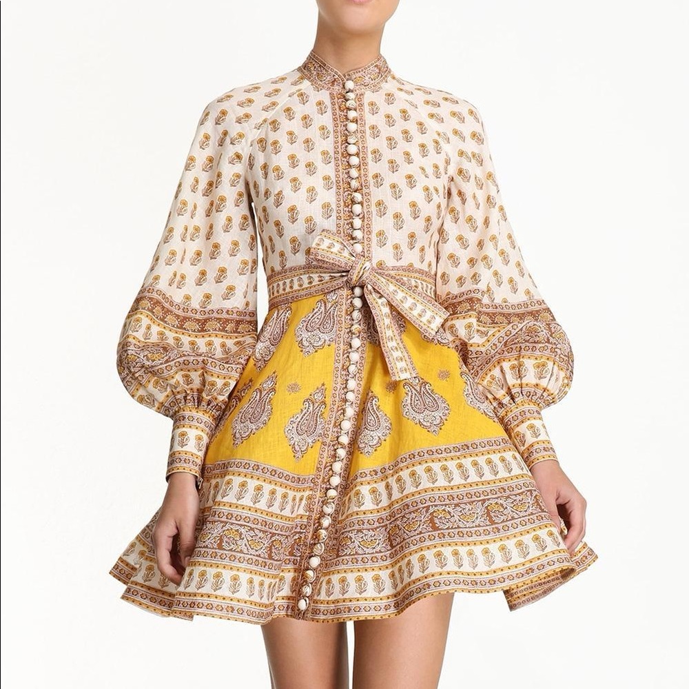 Zimmermann Yellow Paisley Dress 0
